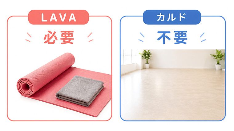 LAVAとカルドのヨガマット必要性の有無の違い